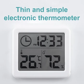 Večfunkcijsko Termometer, Higrometer Avtomatske Elektronske Temperatura Vlažnost Zaslon Ura Velik LCD Zaslon