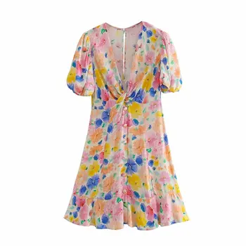 2020 Poletje Nov cvet Natisnjeni Obleko zaraing-slog za sheining vadiming Sukienka Boho ženske ženska obleka O9749