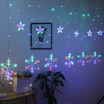 LED božič pravljica snežinka zavese luči zaprtih spalnica, dnevna soba led garland svetlobe niz počitnice stranka dekoracijo