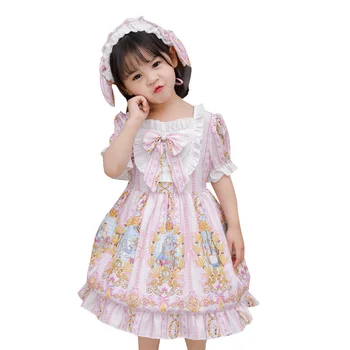 2020 Lolita Obleko za Otroke Oblačila Malček Sladke Stranke Obleke Dekleta Čipke Otroke, Otroška Frocks z Glavo Poletje Vestidos
