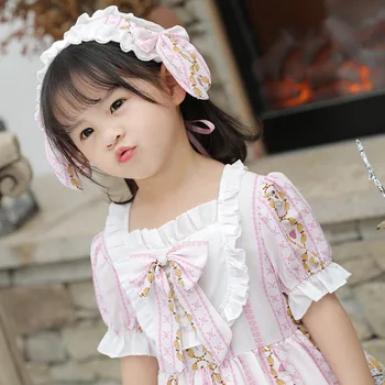 2020 Lolita Obleko za Otroke Oblačila Malček Sladke Stranke Obleke Dekleta Čipke Otroke, Otroška Frocks z Glavo Poletje Vestidos