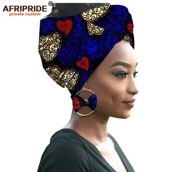 2020 moda afriške headwraps+earings 2 kos kompleti za ženske bazin riche afriške glavo, šal čistega bombaža A19H002 AFRIPRIDE