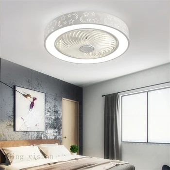 Sodobno minimalistično belo pobarvane železa, stropni ventilator light crystal dekorativni akrilni LED osvetlitev, možnost zatemnitve spalnica fan lučka AC220