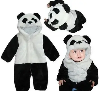 2020 Moda Dojenček Fant Malčka Novorojenega Dečka Panda Živali Hooded Zadrgo Romper Bombaž Jumpsuit Obleko Kostum 0-3Y ropa de bebe
