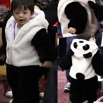 2020 Moda Dojenček Fant Malčka Novorojenega Dečka Panda Živali Hooded Zadrgo Romper Bombaž Jumpsuit Obleko Kostum 0-3Y ropa de bebe