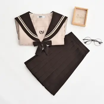 Japonski Šolo Obleko Uniforme Mornar, Ki Bo Ustrezala Cosplay College Srednje Rjava Šolsko Uniformo Za Dekleta Študentov Anime Nabrano Krilo