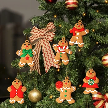 6PCS Medenjaki Človek Okraski Tradicionalnih Medenjaki Človek Lutka Visi Čare Božično Drevo Ornament Počitnice Odlikovanja