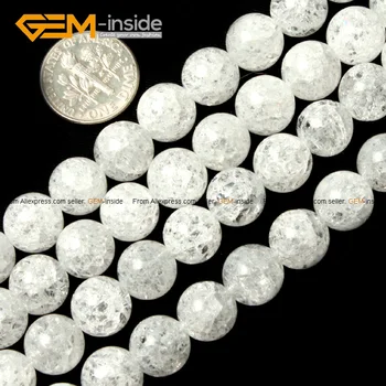 Gem-znotraj White Rock Quartz Crackle Kristalno Kroglice Za Nakit, Izdelava 6-21 mm 15inches DIY Nakit Božično Darilo