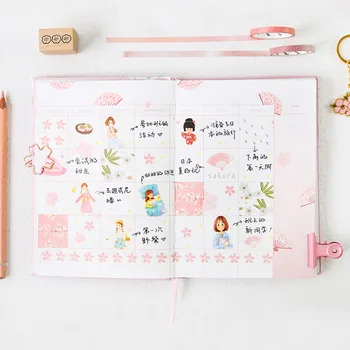 2019 Novo srčkan trda vezava češnjev cvet korejski kawaii mesečna načrtovanja prenosnega pisalne potrebščine za šolo dekleta A5 debel