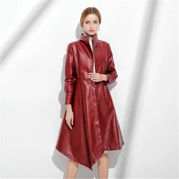 Jeseni in pozimi žensko usnjeno jakno novo M-3XL plus velikost Slim temperament črno vino, rdeča barva PU plašč feminina JD496