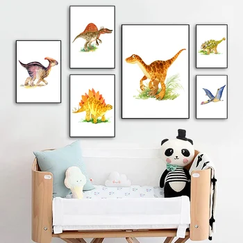Cartoon Živali Dinozaver Wall Art Platno Slikarstvo Nordijska Plakatov In Fotografij Stenske Slike Za Otroke, Soba Za Baby Boy Spalnica Dekor