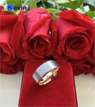 Moški Ženske Poročni prstan Rose Zlata Volfram Nakit Prstan Ravno Band Brušena Konča 6 mm 8 mm Udobje, Fit