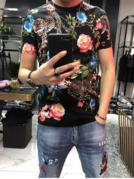 Evropski modni vroče prodajo tiskanih moška majica kratek rokav visoke kakovosti majica s kratkimi rokavi moški