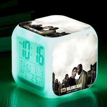 Vroče Walking Dead Film Natisnjeni Igrača za Otroke, Alarm Ura LED Sprememba Barve, Digitalna Ura, Namizno Študent Svetlobe Budilka