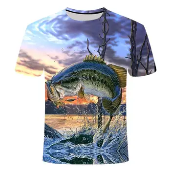2020 novih ribolovnih t-shirt slog priložnostne digitalne ribe, 3D tisk t-shirt moški t-shirt poletje kratka sleeved o-vratu vrh