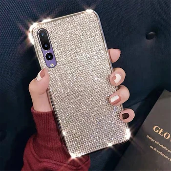 Moda Silikonski Okrasnih Diamond Bleščice Bling Primeru Telefon Za Huawei Honor S20 Ultra S8 S9 S10 Plus K30 S10E Seksi Dekleta Primeru