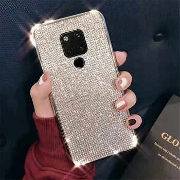 Moda Silikonski Okrasnih Diamond Bleščice Bling Primeru Telefon Za Huawei Honor S20 Ultra S8 S9 S10 Plus K30 S10E Seksi Dekleta Primeru