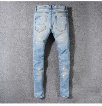 Nova Posebna cena Men ' s plus velikost značko obliži ripped kavbojke Slim suh krpanje lukenj stiski stretch traper hlače hlače