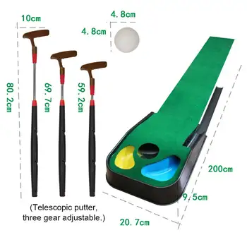 2M Golf Dajanje Mat +Golf Palico +5PCS Golf Žogo Trener Zeleno Palico Preprogo Praksi Set Žogo Vrnitev Mini Golf Dajanje Informacije