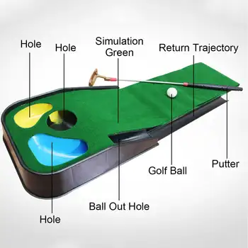 2M Golf Dajanje Mat +Golf Palico +5PCS Golf Žogo Trener Zeleno Palico Preprogo Praksi Set Žogo Vrnitev Mini Golf Dajanje Informacije