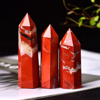 1PC Naravni kremen kamen Red Jasper kristalno heksagonalna sam opozoril stolpec Gemstone mineralnih Čakro Zdravljenje Reiki Odlikovanja