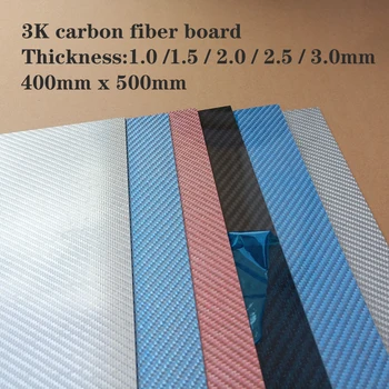 Multicolor ogljikovih vlaken ploščo, Rdeča, Modra, Srebrno 400x500mm 3K ogljika kompozitnih vlaken odbor 1 mm 2 mm 3 mm