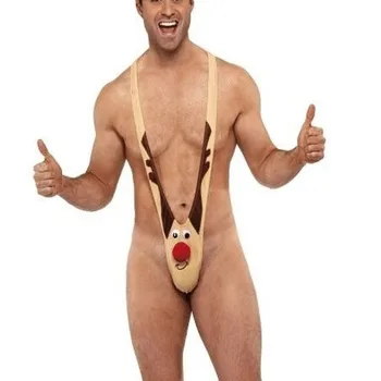 Za moške Seksi spodnje Perilo Božič Zabavno brez Rokavov Globoko V-oblikovan Suspender Hlačnic Božič Carnival Party Elk Cosplay Tangice Bikini
