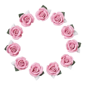 20pcs Ročno izdelan iz Porcelana Cabochons Kitajska Glina Biseri Rose Cvet Roza Za Nakit, Pribor, Material za Izdelavo Ugotovitve 23-25 mm