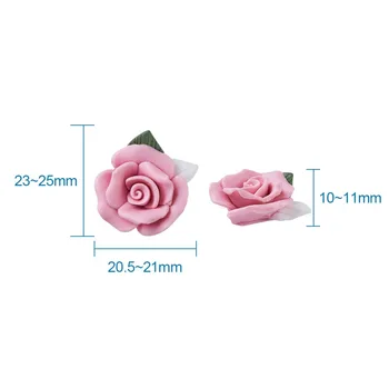 20pcs Ročno izdelan iz Porcelana Cabochons Kitajska Glina Biseri Rose Cvet Roza Za Nakit, Pribor, Material za Izdelavo Ugotovitve 23-25 mm