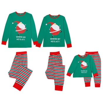 Božič Mama Otroka Božič Pižamo Smešno Santa Družino Ujemanje Oblačila Obleke, Mati, Hči Očeta, Sina Oblačila, Bombaž Pižame