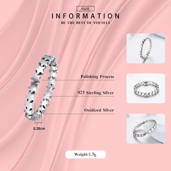 Nova Moda Pot Stackable Za Ženske Prstani Poročni Prst Zvezde Prstan Resnično Star Pravi 925 sterling srebrni nakit Slog