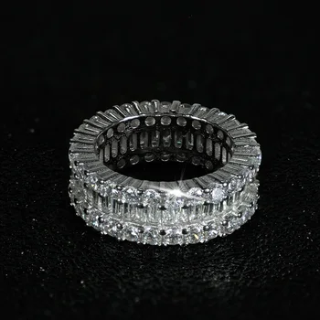 Luksuzni 925 sterling silver, rezano štruce cirkonij večnost band obroč za ženske, poroka, Valentinovo darilo prst nakit R4575S