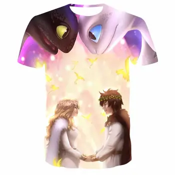 2020, Kako Train Your Dragon 3d T srajce Moške Anime 3d Tiskanje majice s kratkimi rokavi Risanka Moške majice s kratkimi rokavi Kul Vrhovi Tees otroci Oblačila