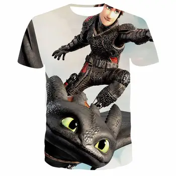 2020, Kako Train Your Dragon 3d T srajce Moške Anime 3d Tiskanje majice s kratkimi rokavi Risanka Moške majice s kratkimi rokavi Kul Vrhovi Tees otroci Oblačila