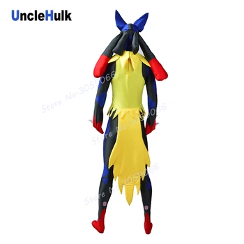 Mega Lucario Kostum Črni in Modri Spandex Zentai Kostum | UncleHulk