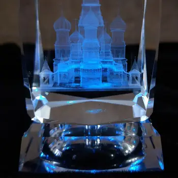 Kristalno Figurice LED Osvetlitev Notranje Carving Pravoslavna Cerkev Saint Basil Cathedral Darilo, Spominek Letnik Domov Dekoracijo