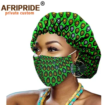 Afriške Bonnets za Ženske Uhane Afriške Ankara Tiskanja Bonnets Noč Spanja Klobuk Turban Vosek Batik Bombaž Match Print Masko A20H011