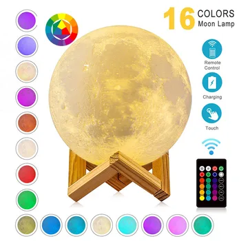 ZK20 LED Noč Lahka 3D Tiskanja Luna Svetilka, Polnilne, Sprememba Barve Lučka otroška Nočna Lučka 3D Svetlobo Dotik Lune za Dom