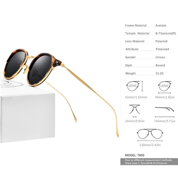 FONEX Titana Sunglass Moških Vintage Retro Krog Acetat Polarizirana sončna Očala za Ženske do leta 2020 Visoke Kakovosti UV400 sončna Očala 850
