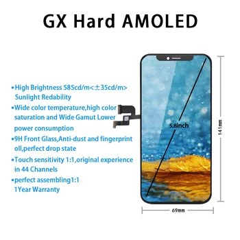 Kakovosti AAA AMOLED GX Ne Dead Pixel Za IPhone X LCD Zaslon na Dotik za 5,8 palca Računalnike Skupščine Zamenjava LCD Pantalla