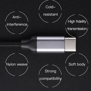 KUULAA USB C do 3.5 mm AUX Slušalke Tipa C 3.5 Jack Adapter Za Huawei Mate 20 P30 Oneplus 7 pro Xiaomi Mi 6 8 9 SE Audio Kabel
