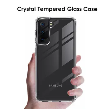 Luksuzni Kaljeno Steklo Ohišje Za Samsung Galaxy S21 Ultra Plus Pregleden Polno Kritje Za Note20 S20 Ultra Mehka Rob Fundas