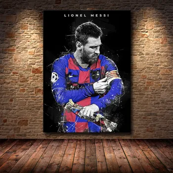 Nogometni Šport Star Lionel Messi Retro Poster Tiskanje Nogometaš Platno Slikarstvo Soba Stenskih Slikah, Doma Dekoracijo Cuadros