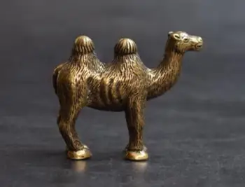 Kitajski Ročno Izrezljane Baker Medenina, Bron Živali Kamele Majhen Kip Ornament