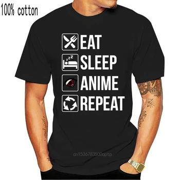Smešno Jesti, Spati Anime Ponovite Majica Rokavi Fant Bombaž Moški T-Shirt Vrh Tee 2020 Blagovne Znamke T Srajce