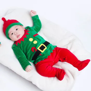 Novorojenček Božič Zimske Obleke Debel Toplo Jumpsuit Klobuk Playsuit Romper Malčke Baby Fantje Dekleta Kompleti Oblačil