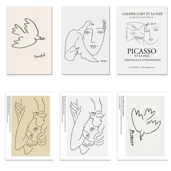 Picasso Matisse Umetnosti Oris Plakat Povzetek Minimalističen Wall Art Platno, Tisk Slavni Slika Moder Dekorativne Slike