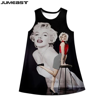 Jumeast blagovne Znamke Moških/Žensk 3D Tiskanih Obleke Zvezdnik Marilyn Monroe Poletje moda obleko brez rokavov suspender nightdress