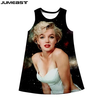 Jumeast blagovne Znamke Moških/Žensk 3D Tiskanih Obleke Zvezdnik Marilyn Monroe Poletje moda obleko brez rokavov suspender nightdress