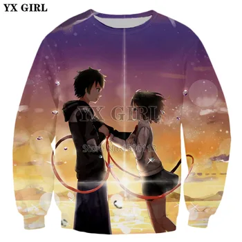 YX DEKLE, Padec ladijskega prometa 2018 Nove Modne Mens Majica 3d Anime svoje ime Natisnjeno hoodies Harajuku Priložnostne Puloverji